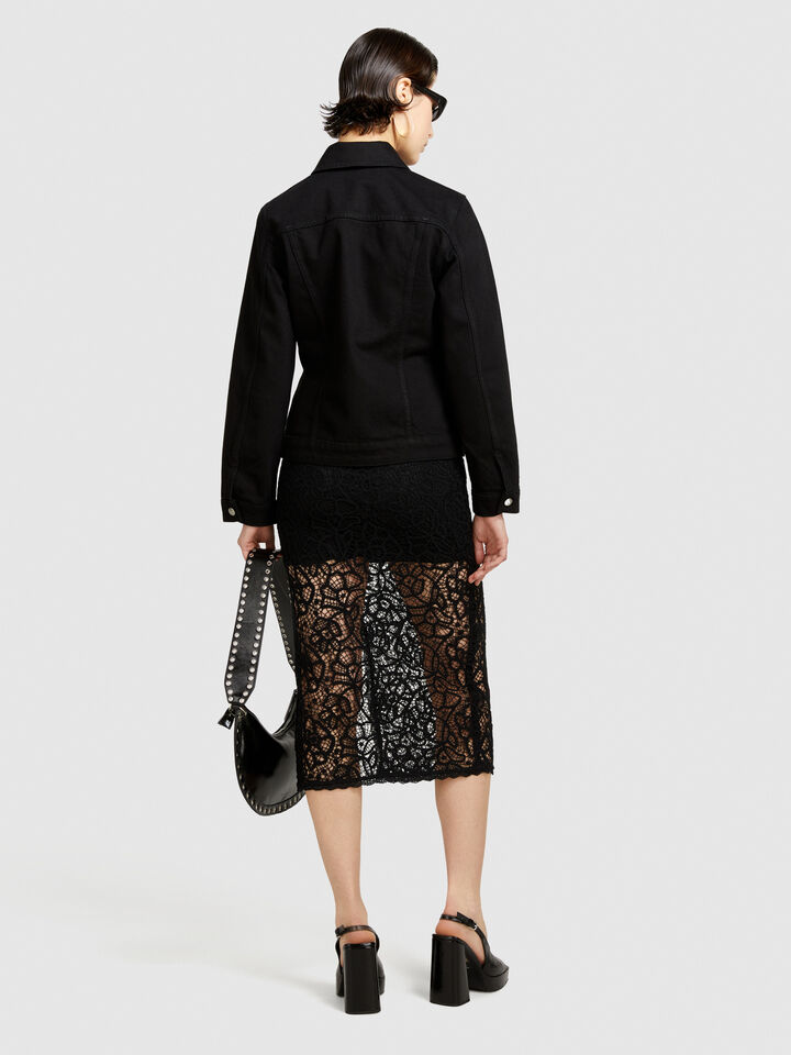 Slim fit denim jacket - women's jackets - Black | Sisley image number 3